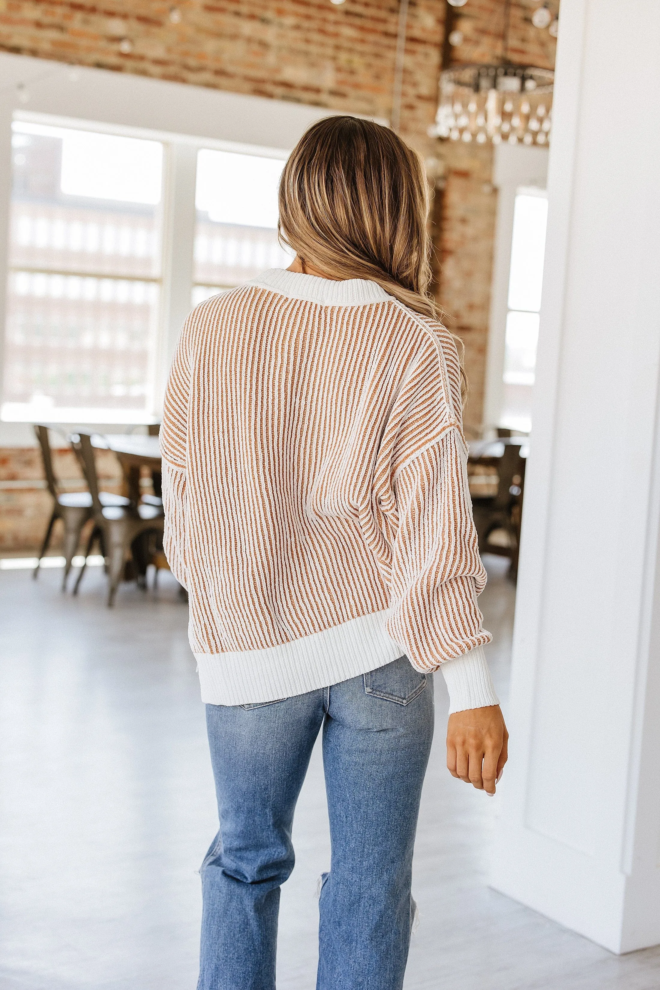 Lyric Contrast Trim Loose Sweater