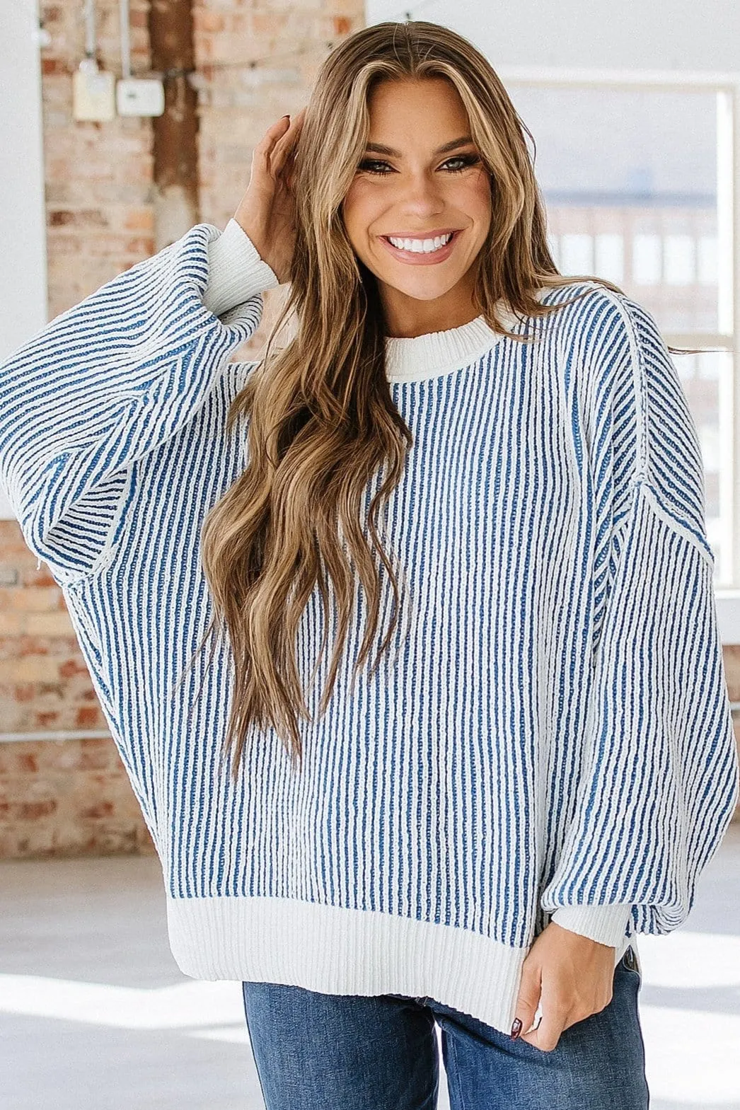 Lyric Contrast Trim Loose Sweater