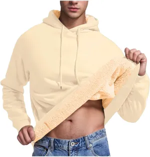Mens Fleece Lined Hoodies Heavyweight Thick Winter Pullover Sherpa Warm Hooded Sweatshirt Thermal Windproof Jacket