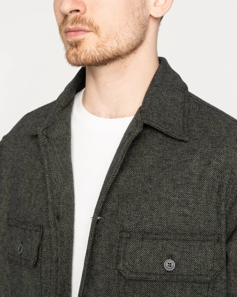 Naked & Famous Denim Over Shirt - Triple Yarn Twist Brushed Flannel / Forest Green