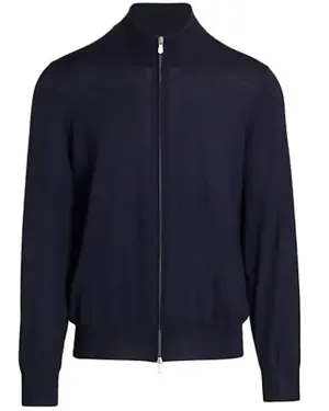 Navy Cashmere Full Zip Sweater