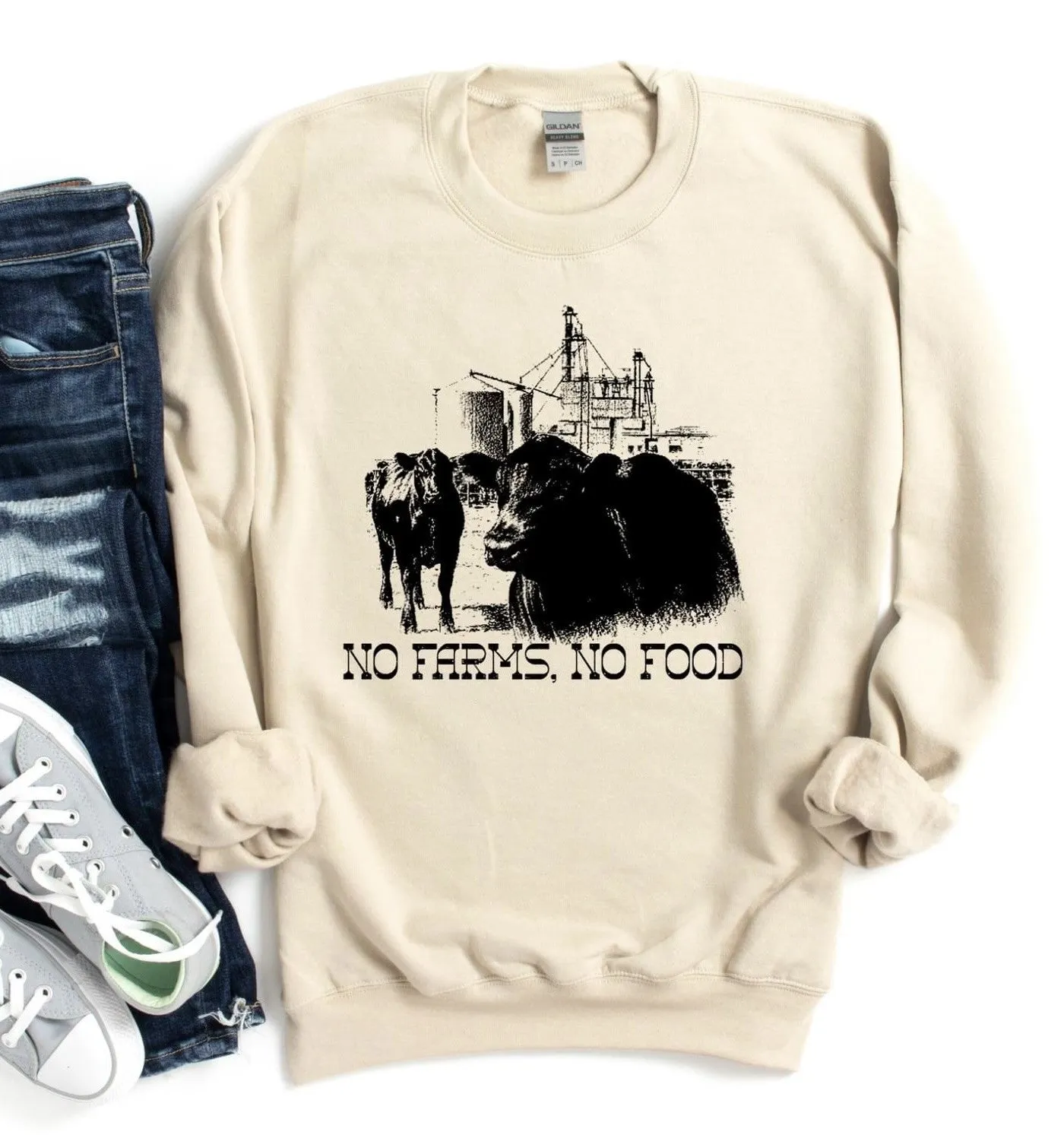 No Farms, No Food Crewneck