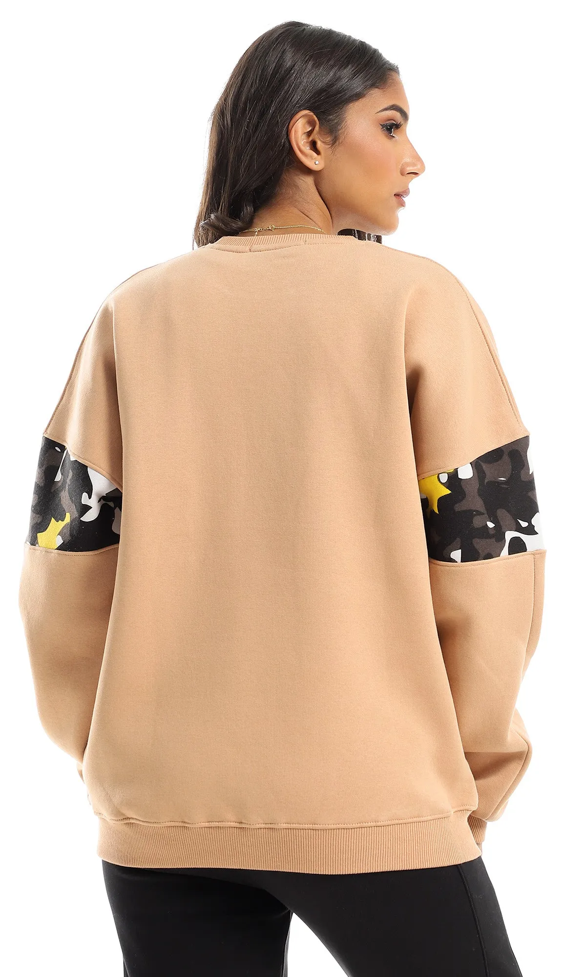 O153493 Camouflage Detailed Light Peru Internal Fleece Sweatshirt