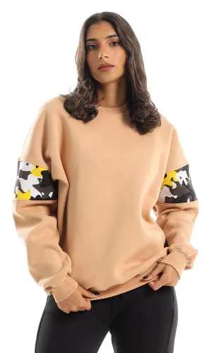 O153493 Camouflage Detailed Light Peru Internal Fleece Sweatshirt