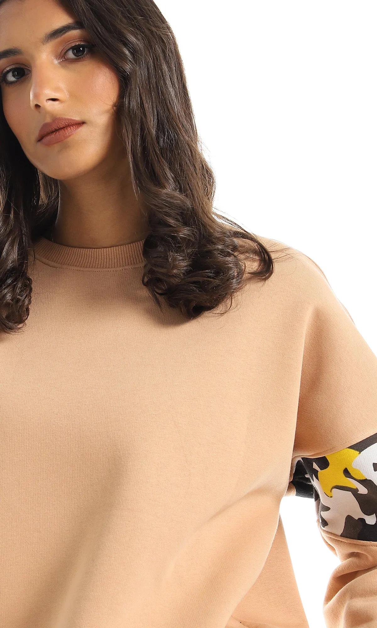O153493 Camouflage Detailed Light Peru Internal Fleece Sweatshirt