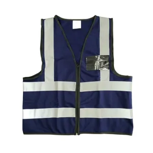PIONEER SAFETY Vests Reflective Zip Id Pocket Navy