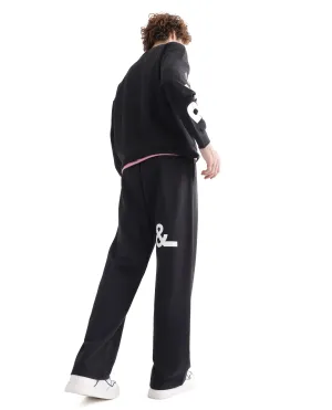 Rare Rabbit Men Ricot-B Black Cotton Blend Fabric Mid Rise Drawstring Closure Printed Track Pant