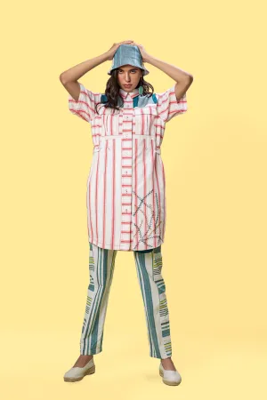 Red Striped Mini Shirt Dress