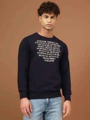 Richlook Men Navy Crew Neck Sweatshirt