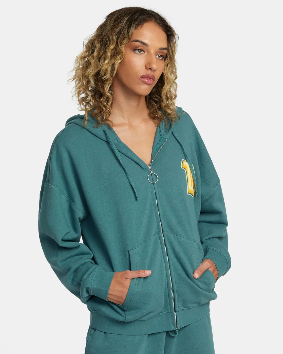 Rose Machado Thrift Zip Hoodie - Teal