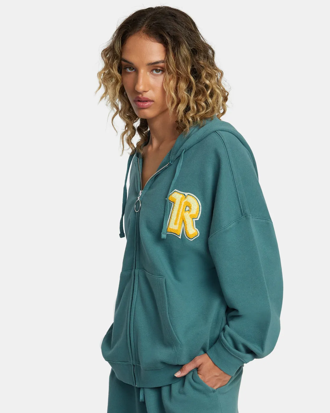 Rose Machado Thrift Zip Hoodie - Teal