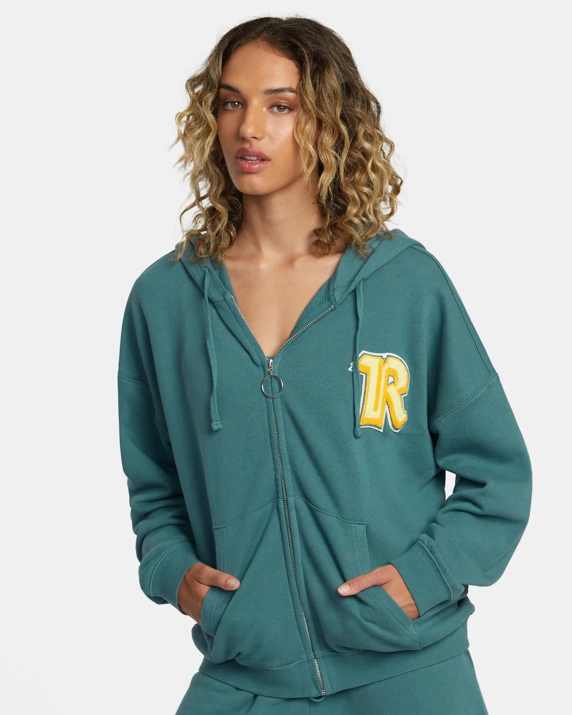 Rose Machado Thrift Zip Hoodie - Teal