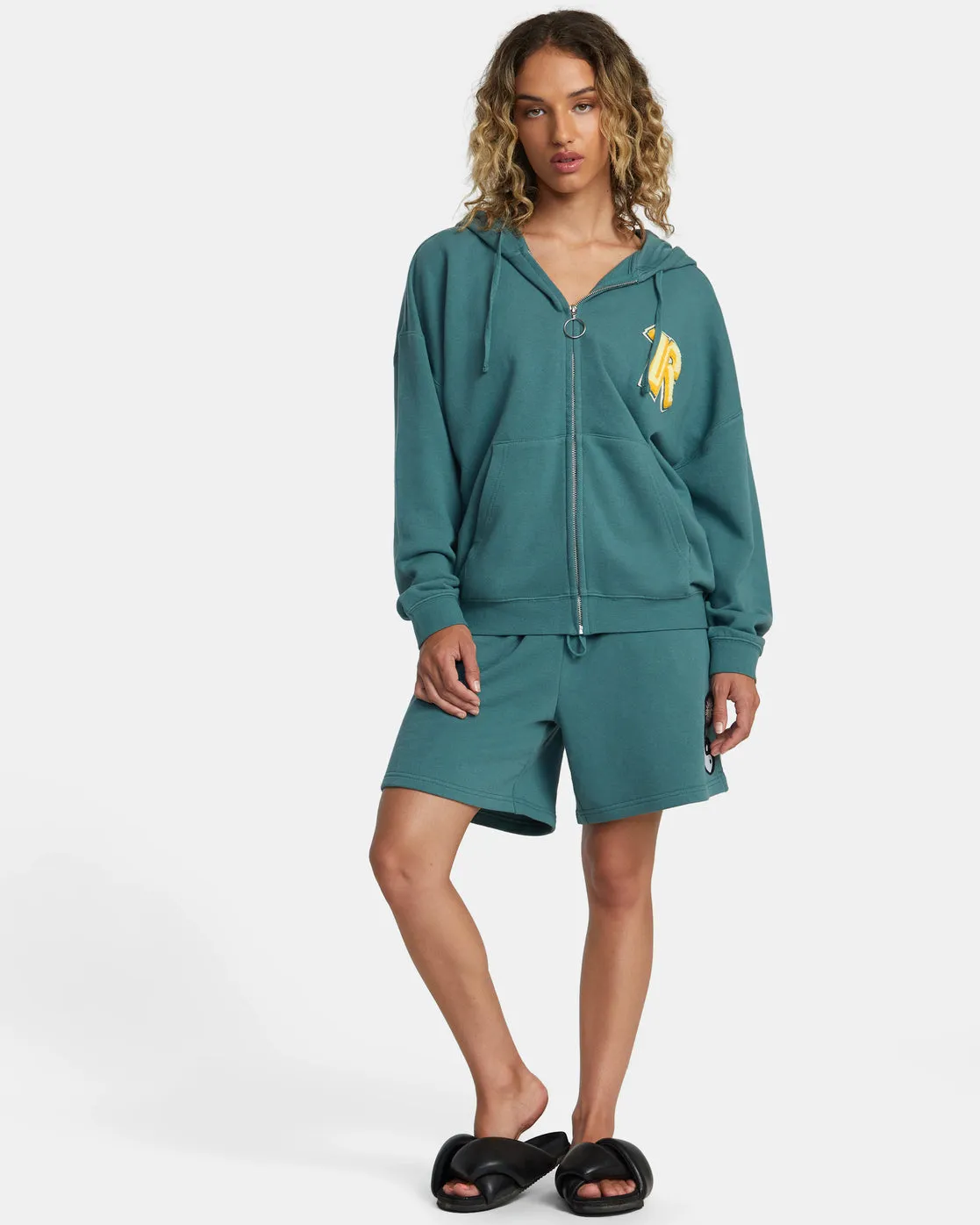Rose Machado Thrift Zip Hoodie - Teal