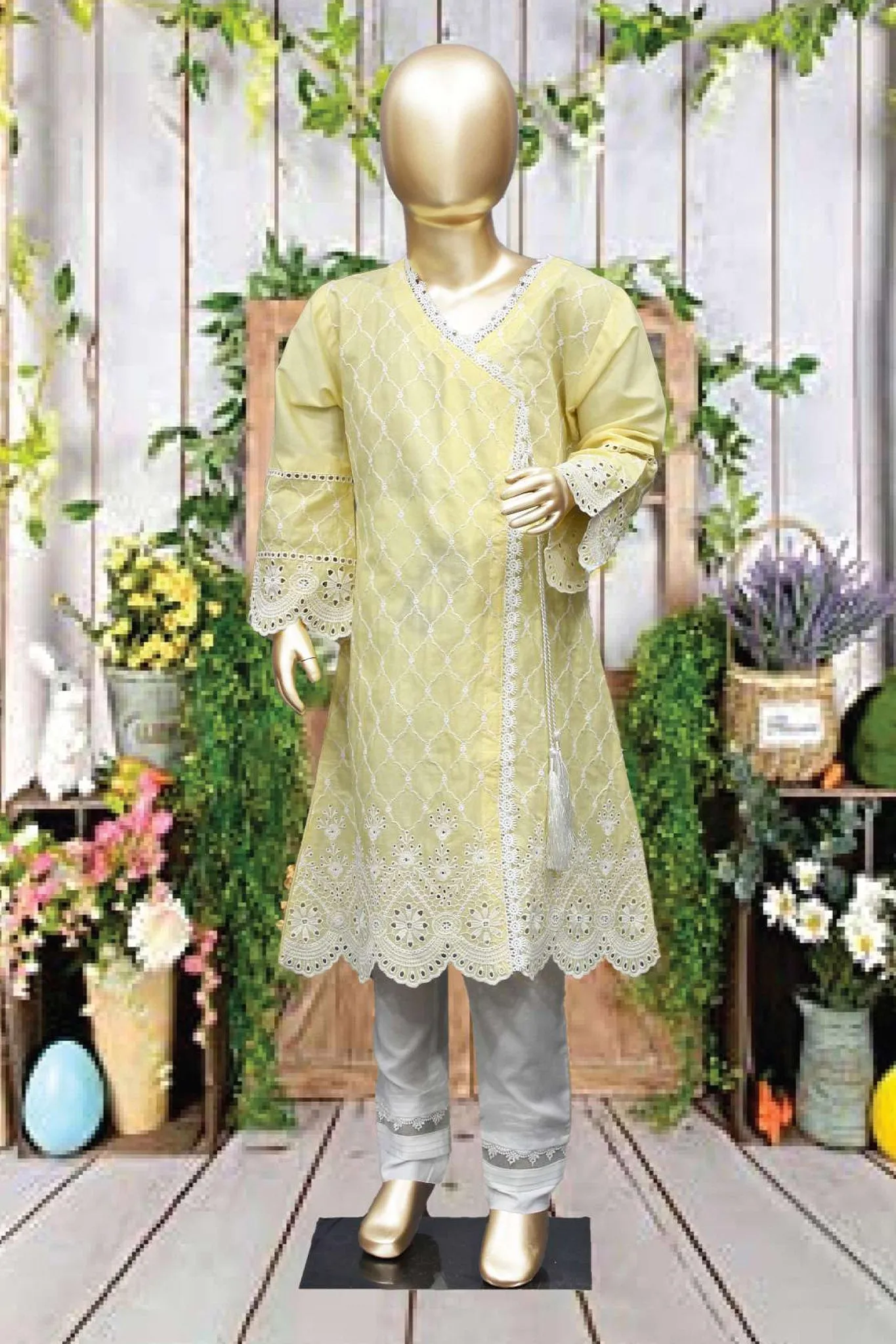 Shomi Stitched Chikankari Kids Shirts Collection'2022-SD-13-Lemon