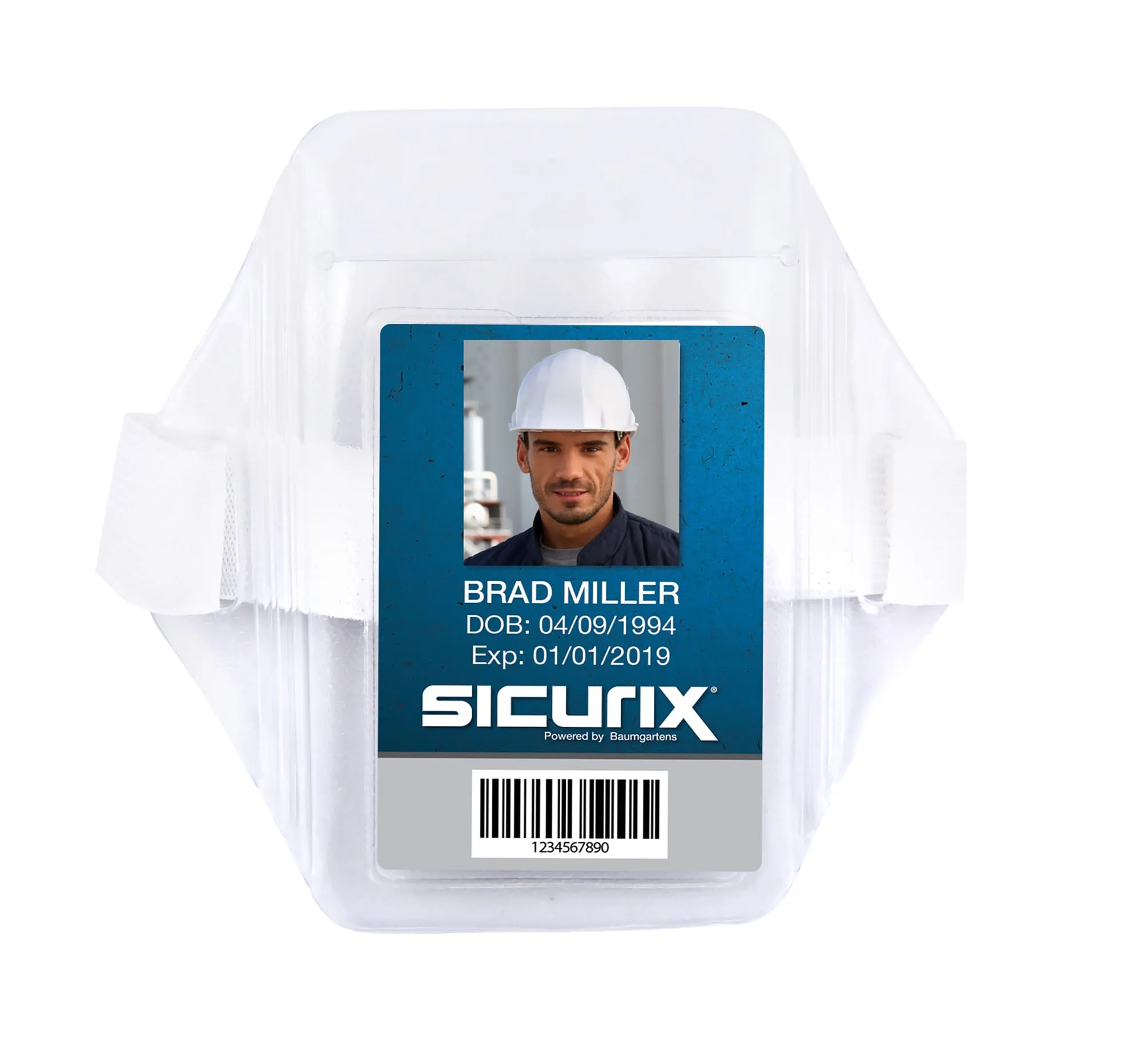 SICURIX Armband Badge Holder Vertical Elastic Strap CLEAR (66891)