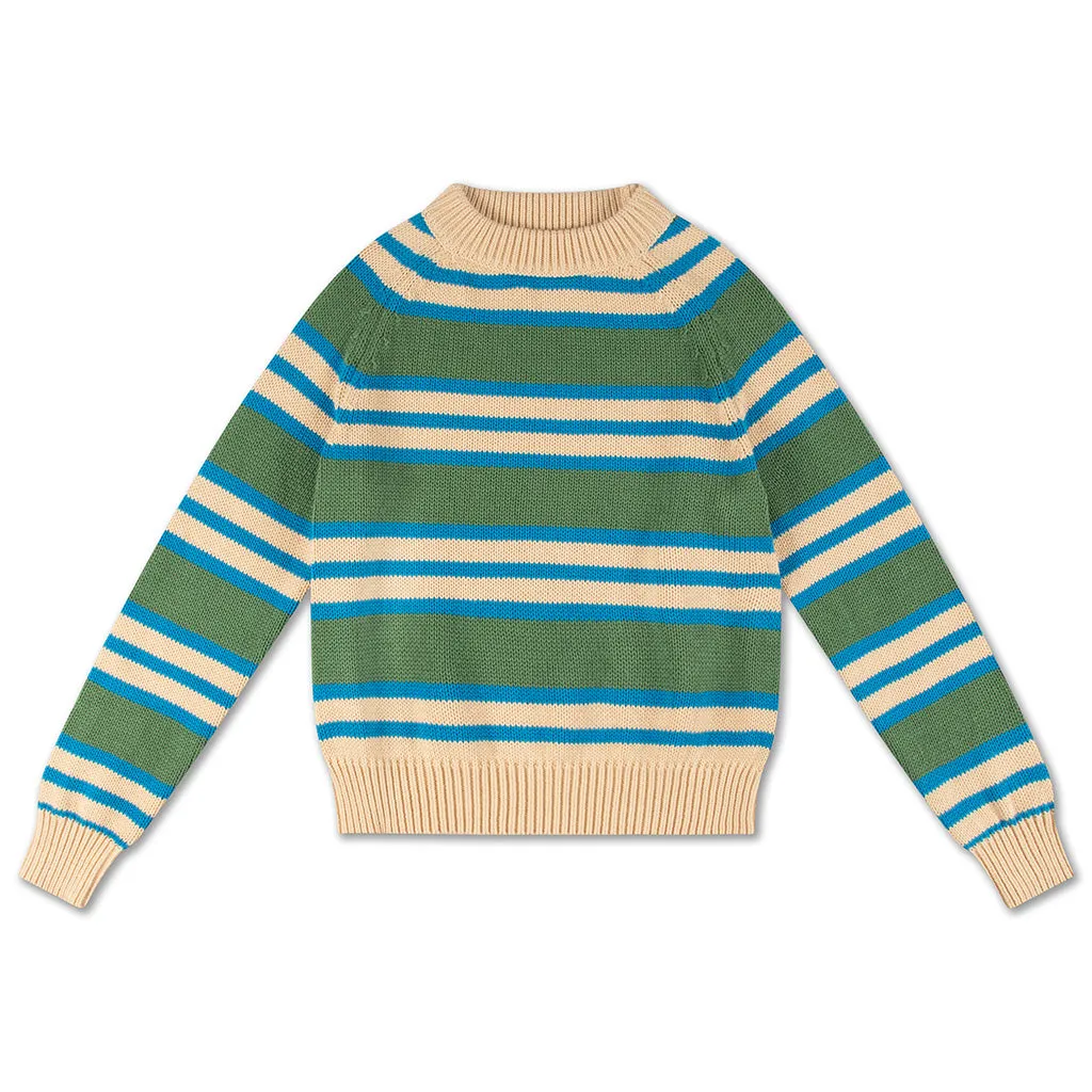 Sweater Knit Raglan Irregular Stripe