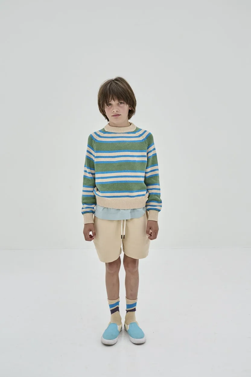 Sweater Knit Raglan Irregular Stripe