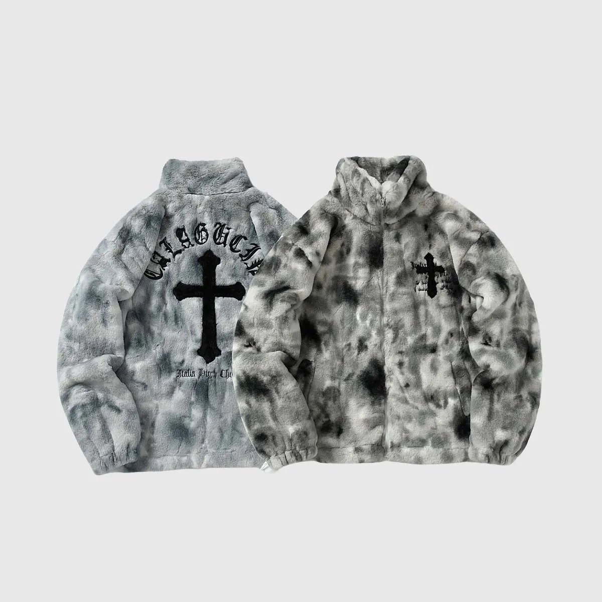 Tillbuy Tie-Dye Sherpa Coats
