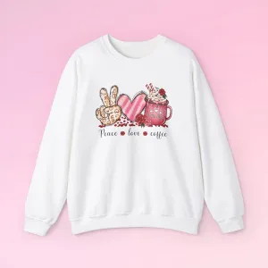 Valentine Peace Love Coffee Sweatshirt