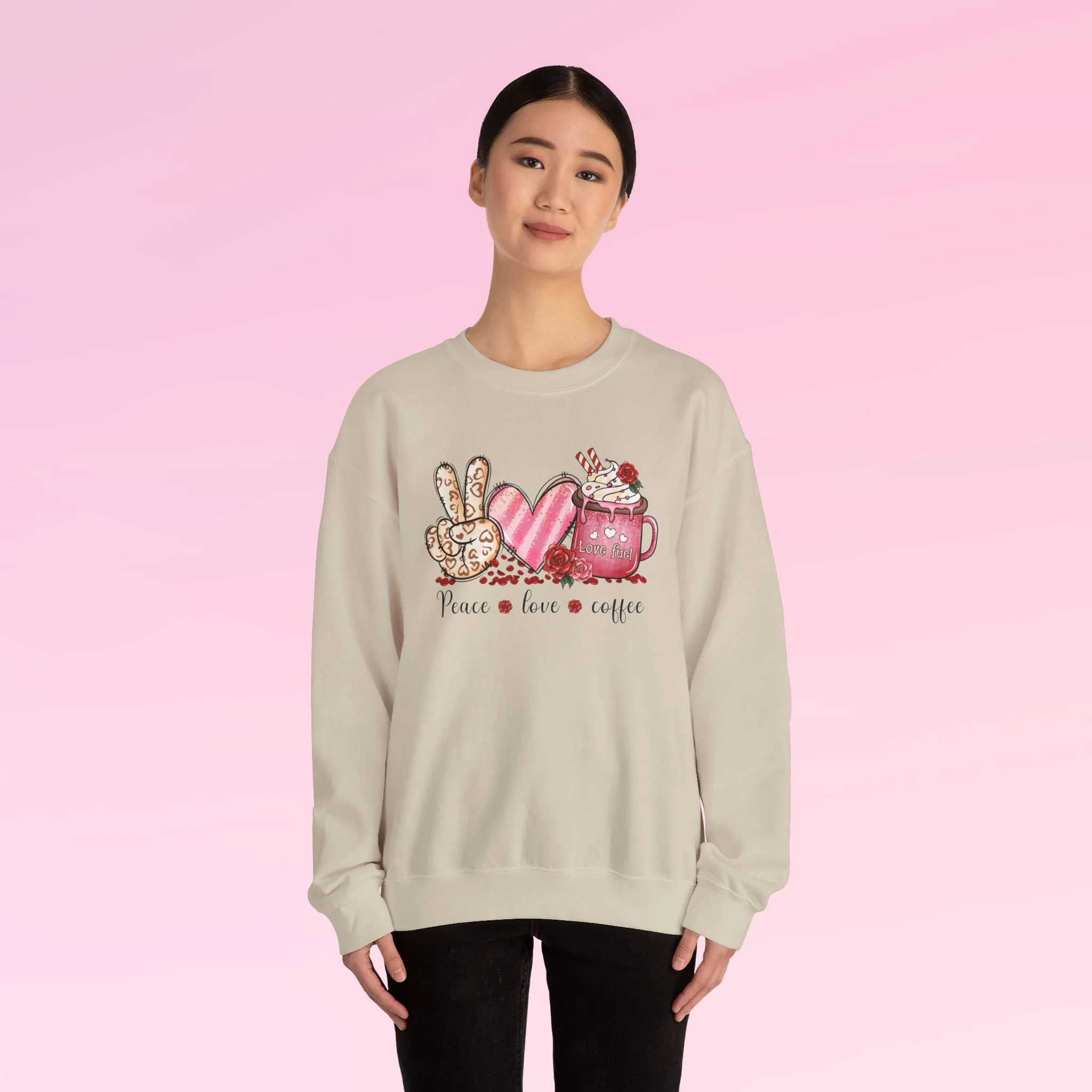 Valentine Peace Love Coffee Sweatshirt