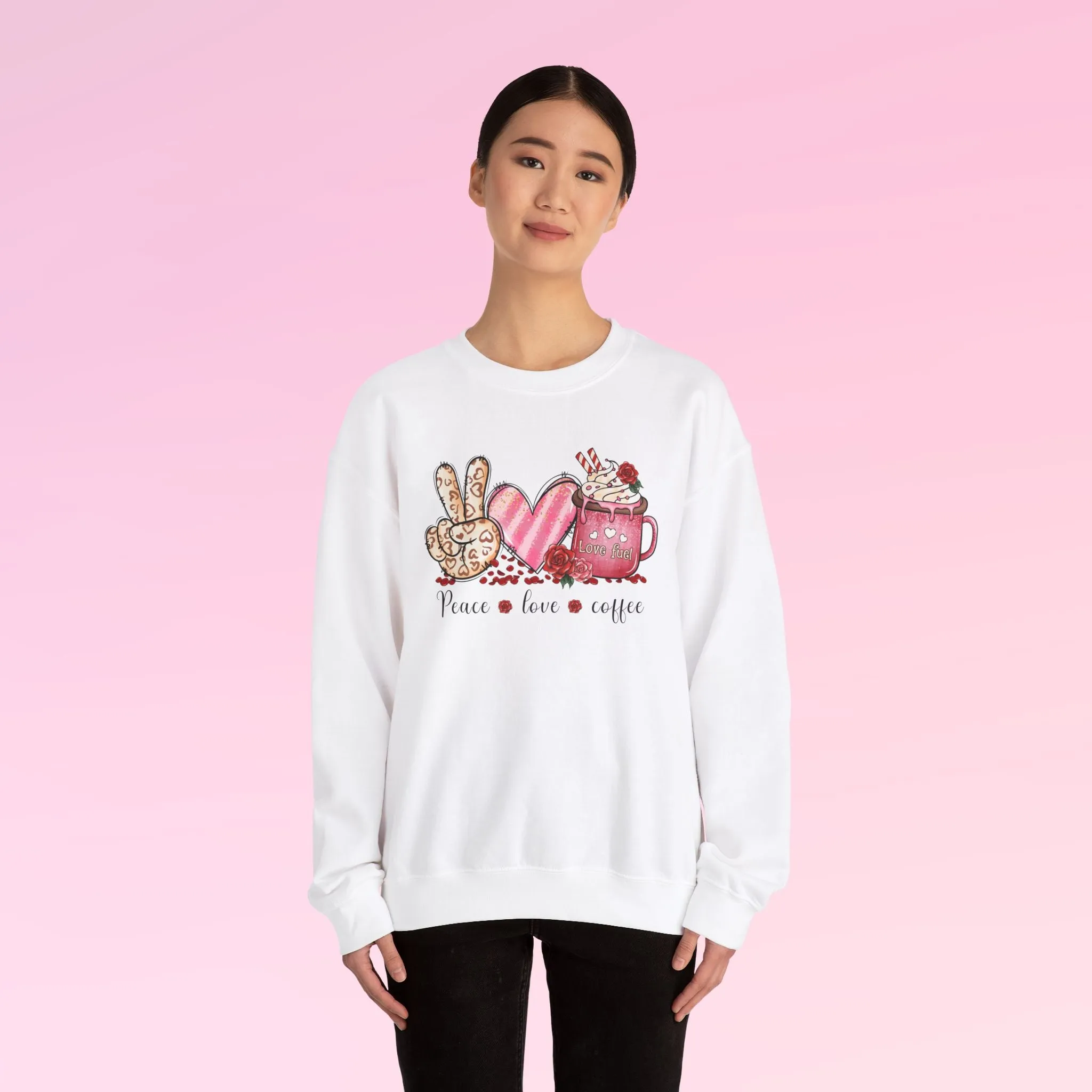 Valentine Peace Love Coffee Sweatshirt