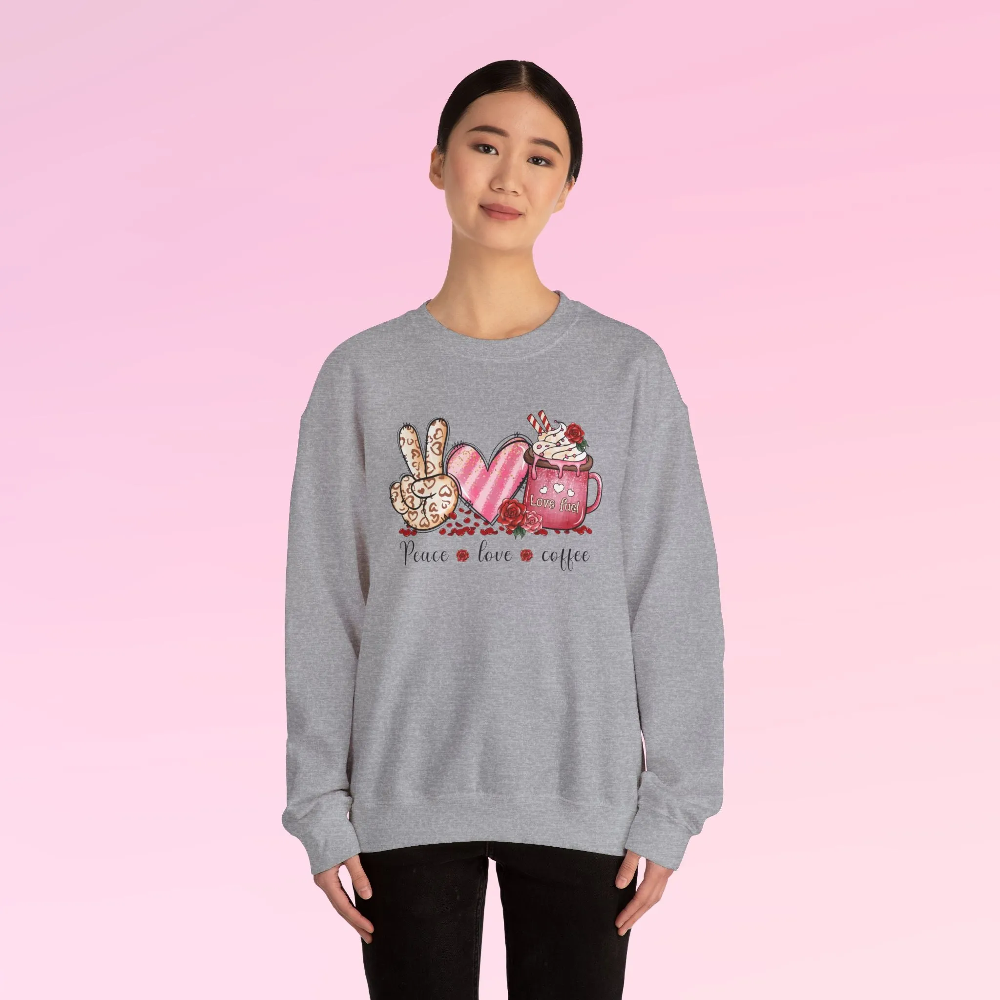 Valentine Peace Love Coffee Sweatshirt