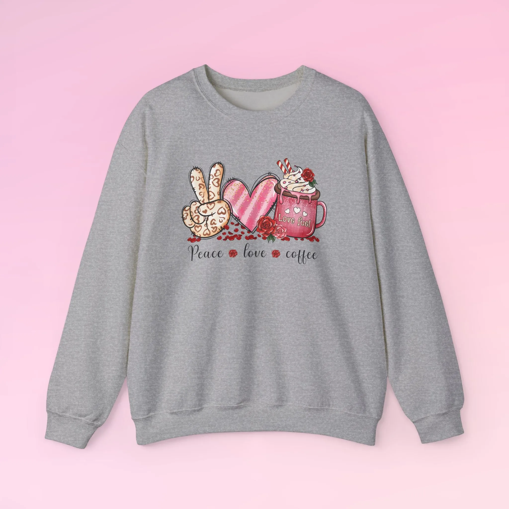 Valentine Peace Love Coffee Sweatshirt
