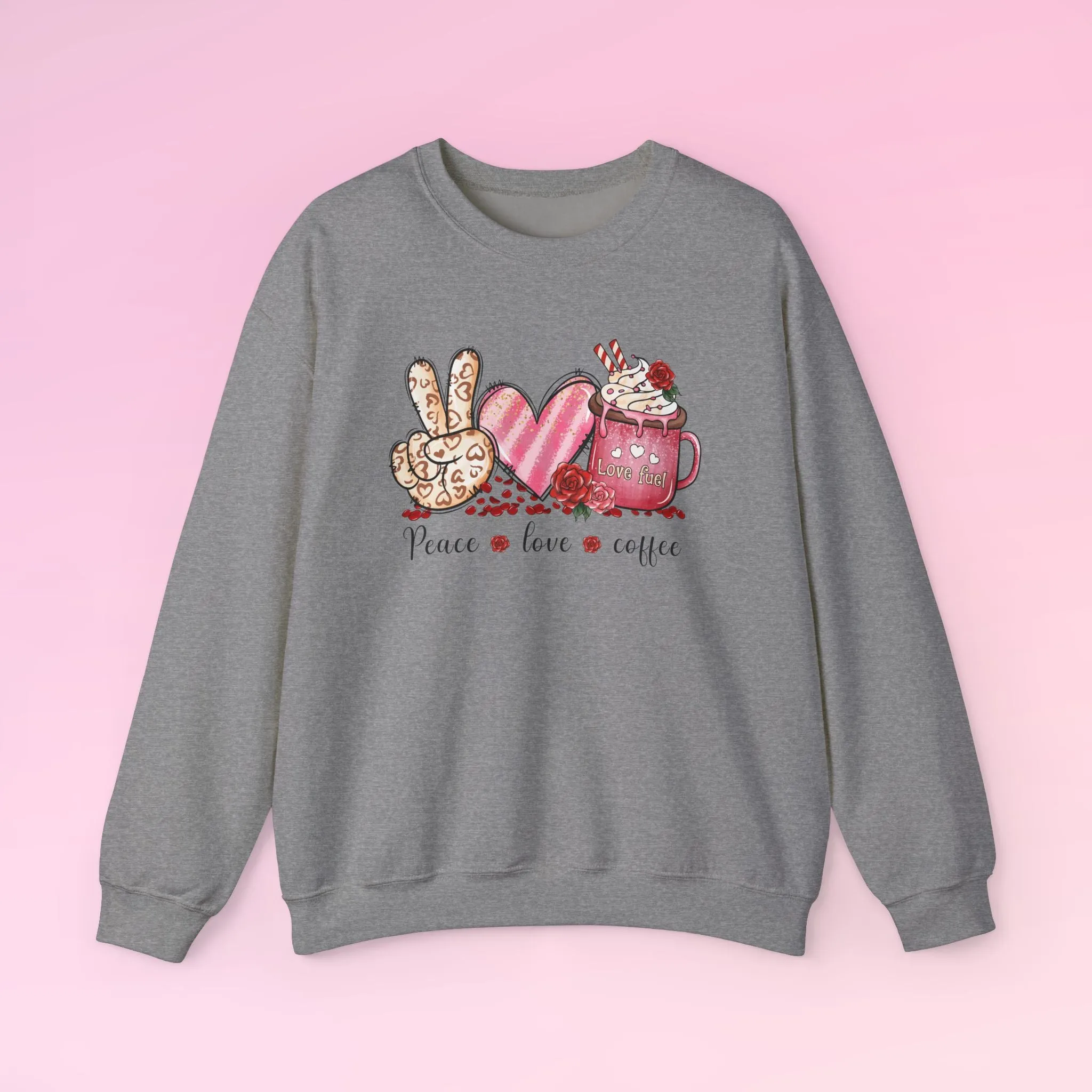 Valentine Peace Love Coffee Sweatshirt