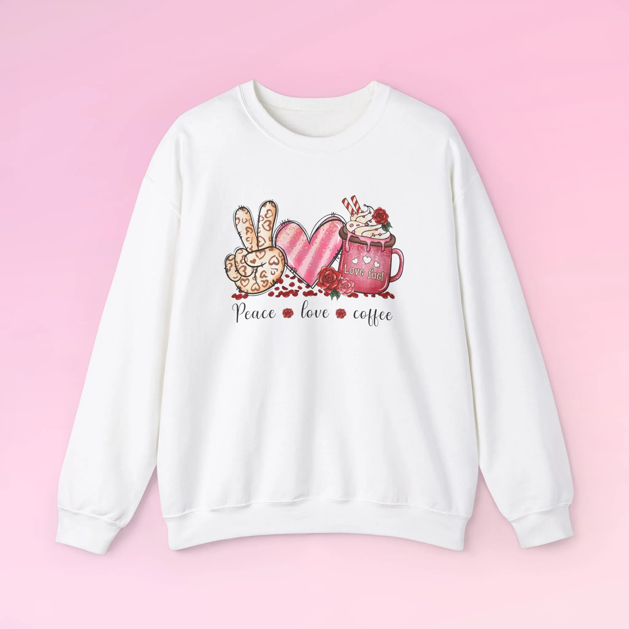 Valentine Peace Love Coffee Sweatshirt