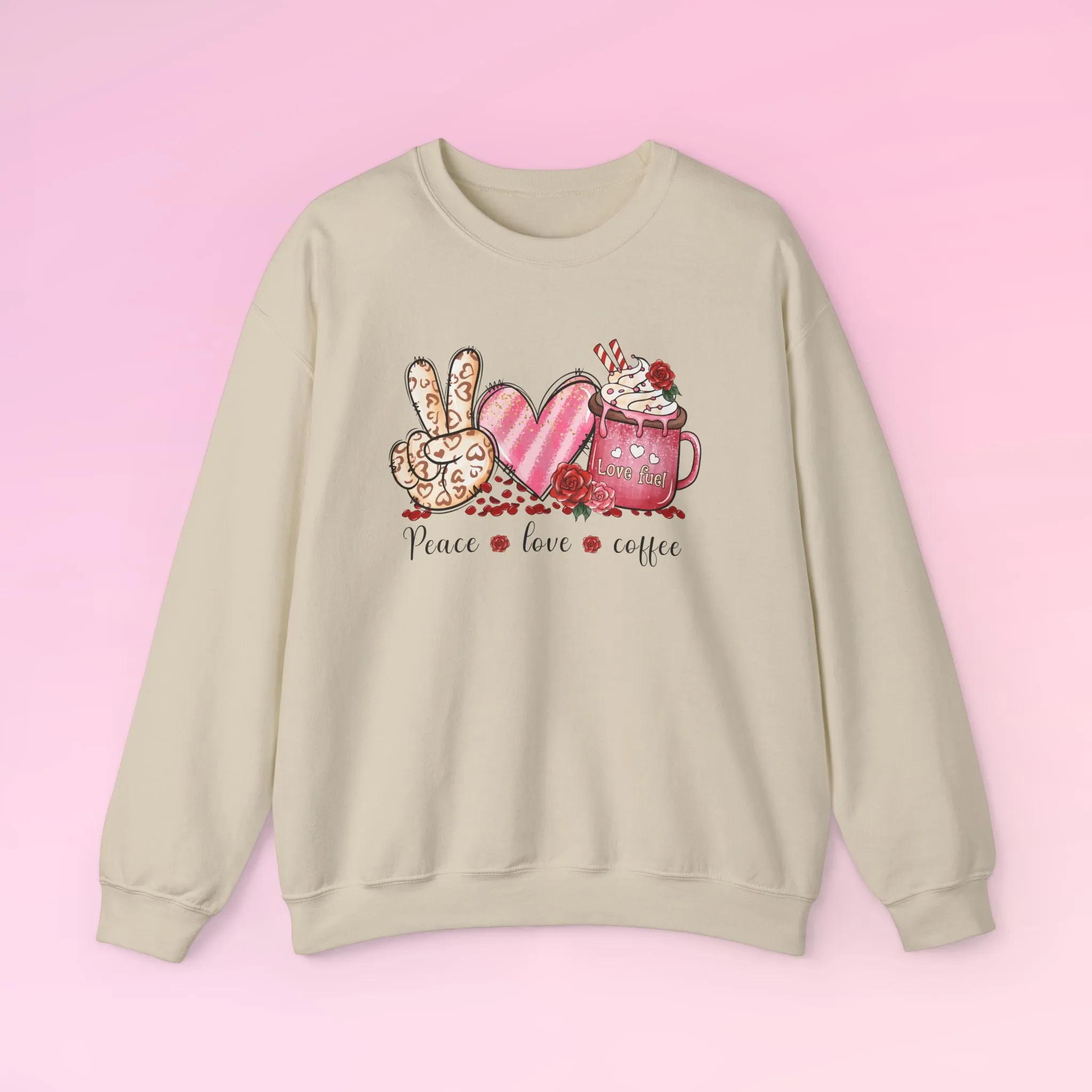 Valentine Peace Love Coffee Sweatshirt
