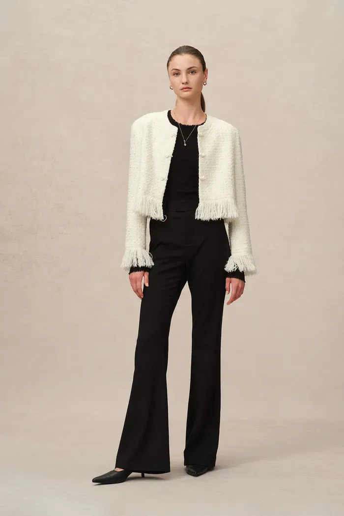 Violette Handcrafted Fringe Tweed Jacket in Wool-Lurex