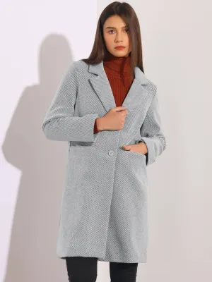 Women's Winter Coats Striped Notched Lapel Collar Single Breasted Outerwear Blazer Coat