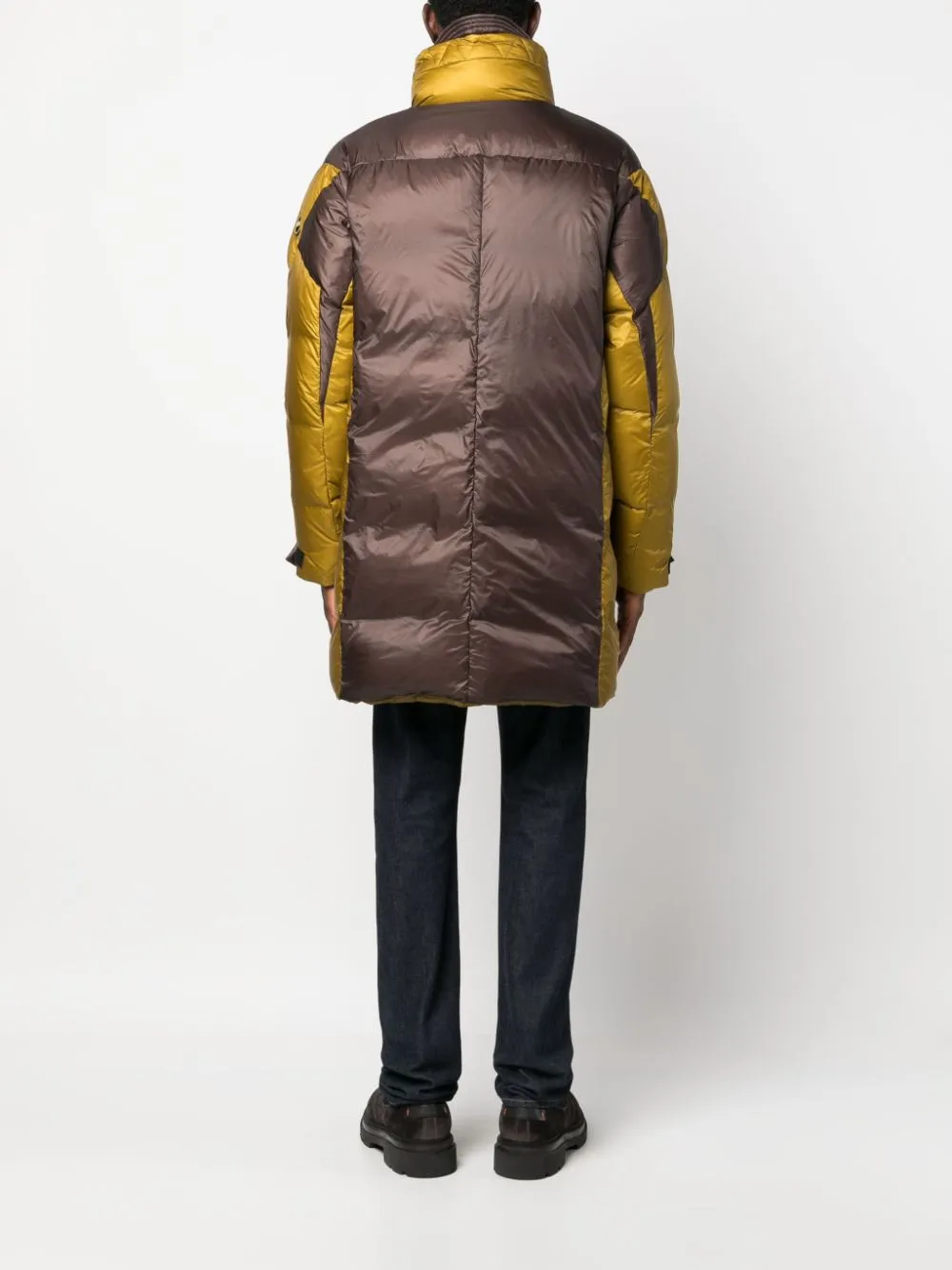 zip-up panelled down jacket